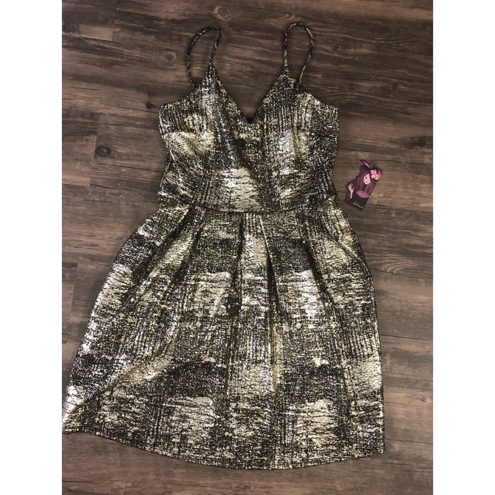 Stretchy metallic black and gold dress